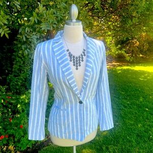Dalia Blue and White Striped Blazer